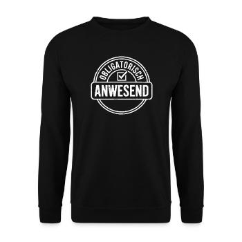 Mandatory Present Sloth Telco Meeting Office - Unisex Sweatshirt - black - Front - Alina (178cm) & Michal (187cm)
