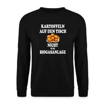 Des pommes de terre sur la table, pas dans l’usine de biogaz - Sweat-shirt Unisexe - noir - Devant - Alina (178cm) & Michal (187cm)