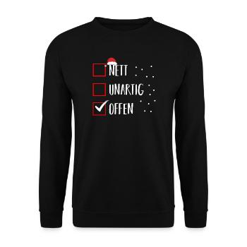 Santa Claus Christmas Time Naughty Christmas - Unisex Sweatshirt - black - Front - Alina (178cm) & Michal (187cm)
