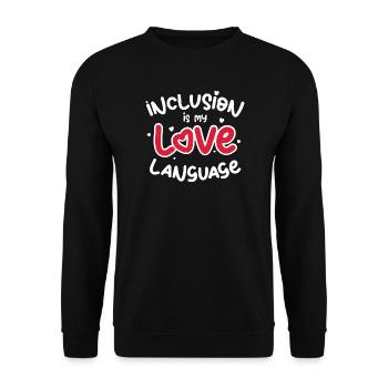 Inclusion Love Heart Social Advocacy Graphic - Unisex Pullover - Schwarz - Vorne - Alina (178cm) & Michal (187cm)