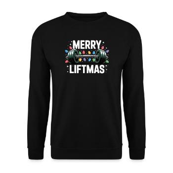 Christmas Weightlifting Barbell Merry Liftmas - Unisex Sweatshirt - black - Front - Alina (178cm) & Michal (187cm)
