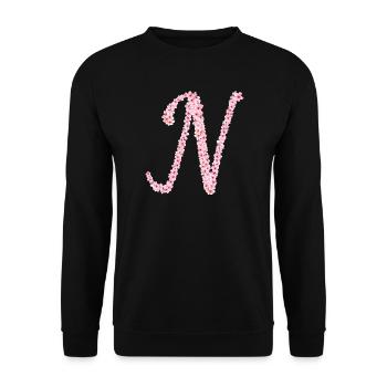 Cherry blossom initial N - Unisex Sweatshirt - black - Front - Alina (178cm) & Michal (187cm)