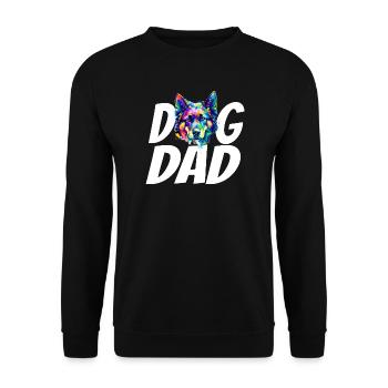 Deutscher Schäferhund Vater – bunte Aquarellmalerei - Unisex Pullover - Schwarz - Vorne - Alina (178cm) & Michal (187cm)