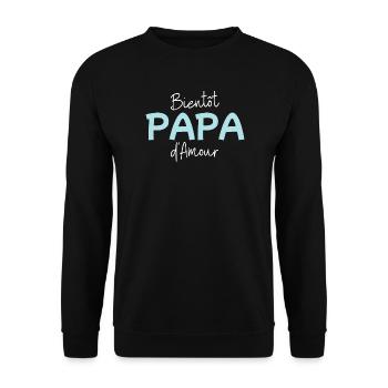 Soon Dad of Love Gift Future Father - Unisex Sweatshirt - black - Front - Alina (178cm) & Michal (187cm)