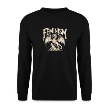 Féministe - T-shirt Logo Féminisme - Sweat-shirt Unisexe - noir - Devant - Alina (178cm) & Michal (187cm)