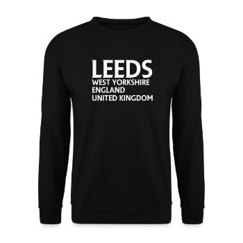Leeds – England Liedtextdesign - Unisex Pullover - Schwarz - Vorne - Alina (178cm) & Michal (187cm)