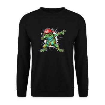 Graffiti frog in Dab street art design - Unisex Sweatshirt - black - Front - Alina (178cm) & Michal (187cm)