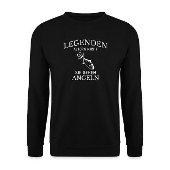 Legends Go Fishing Saying - Unisex Sweatshirt - black - Front - Alina (178cm) & Michal (187cm)
