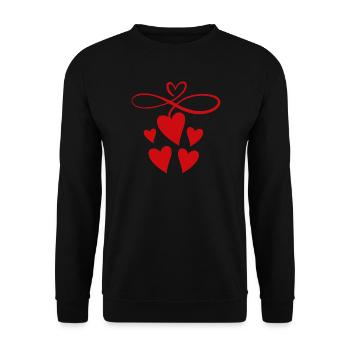 Unendlichkeitszeichen mit Herz - Unisex Pullover - Schwarz - Vorne - Alina (178cm) & Michal (187cm)