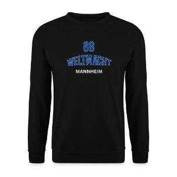 68 Weltmacht Mannheim - Unisex Pullover - Schwarz - Vorne - Alina (178cm) & Michal (187cm)