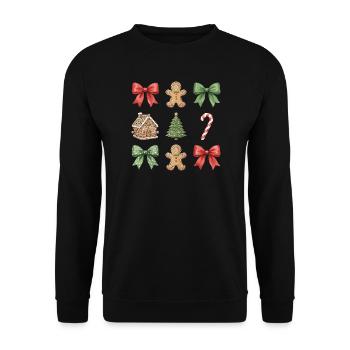 Winter-Verspielte Weihnachtsmotive Parade - Unisex Pullover - Schwarz - Vorne - Alina (178cm) & Michal (187cm)