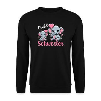 Big Sister Elephants Older Sibling - Unisex Sweatshirt - black - Front - Alina (178cm) & Michal (187cm)