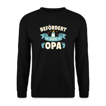 Befördert zum Opa - Unisex Pullover - Schwarz - Vorne - Alina (178cm) & Michal (187cm)