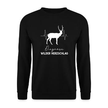 Huntress HIrsch Hunter Women Hunting Heartbeat - Unisex Sweatshirt - black - Front - Alina (178cm) & Michal (187cm)