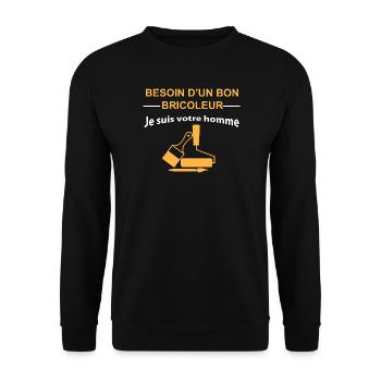 Bricoleur homme: Je suis votre homme - Sweat-shirt Unisexe - noir - Devant - Alina (178cm) & Michal (187cm)