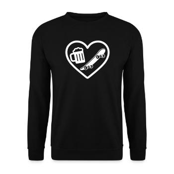 Heart Skateboard Beer - Unisex Sweatshirt - black - Front - Alina (178cm) & Michal (187cm)