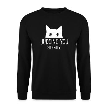 Katze Humor Katzen Geschenkidee Lustig Haustiere - Unisex Pullover - Schwarz - Vorne - Alina (178cm) & Michal (187cm)