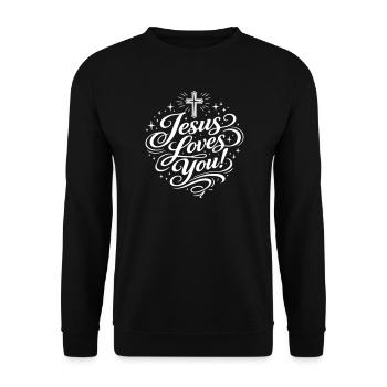 Jesus Liebt Dich - Unisex Pullover - Schwarz - Vorne - Alina (178cm) & Michal (187cm)