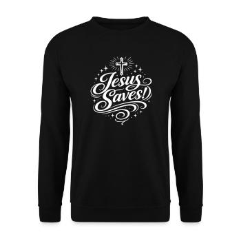 Jésus sauve la croix de manière chrétienne - Sweat-shirt Unisexe - noir - Devant - Alina (178cm) & Michal (187cm)