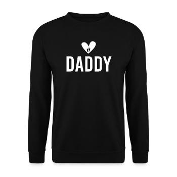 Herz Fußabdruck Daddy Motiv - Unisex Pullover - Schwarz - Vorne - Alina (178cm) & Michal (187cm)