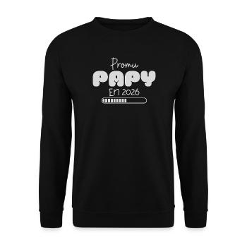 Promu Papy en 2026 cadeau futur Grand-Père humour - Sweat-shirt Unisexe - noir - Devant - Alina (178cm) & Michal (187cm)