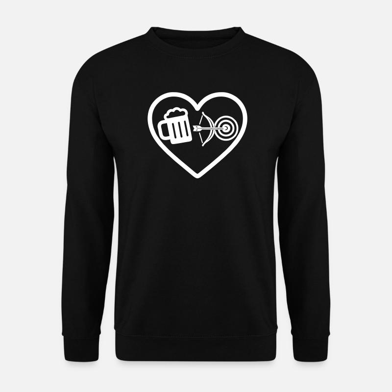 Heart Beer Bogenschießen Humor - Unisex Pullover - Schwarz