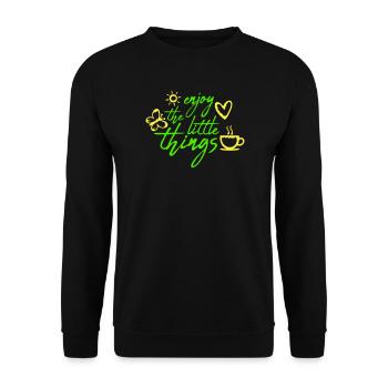 Enjoy The Little Things Gratitude Mindfulness - Unisex Sweatshirt - black - Front - Alina (178cm) & Michal (187cm)