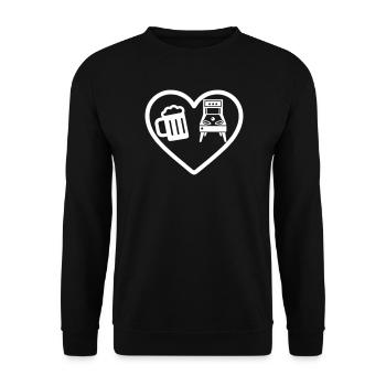 Herzbier-Flipper-Humor - Unisex Pullover - Schwarz - Vorne - Alina (178cm) & Michal (187cm)