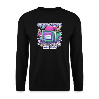 Digital Dreams 1995 – Vintage PC Design - Unisex Pullover - Schwarz - Vorne - Alina (178cm) & Michal (187cm)