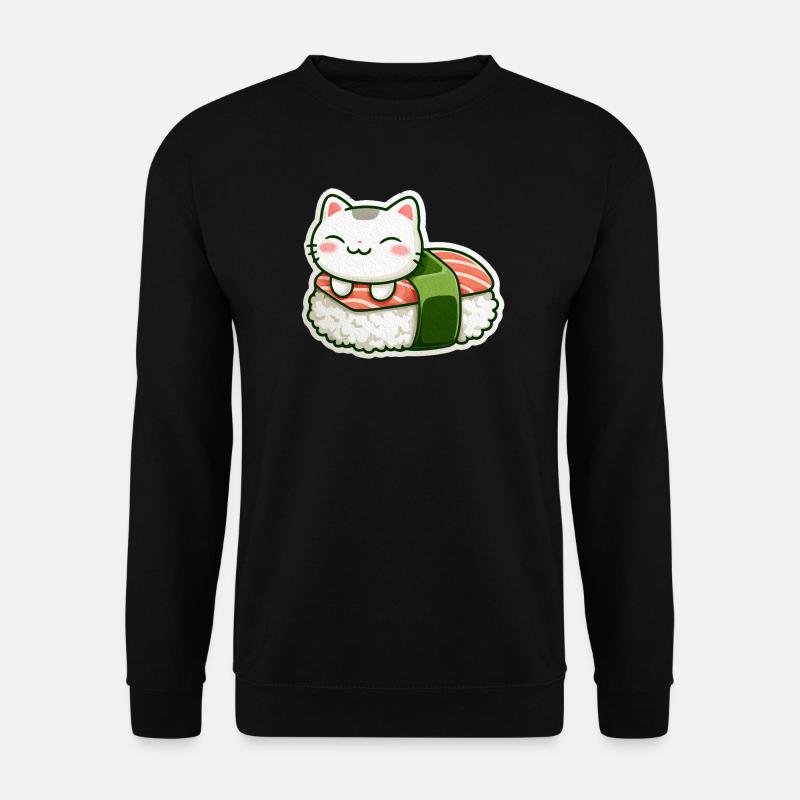Kawaii Sushi Cat on Roll - Unisex Sweatshirt - black
