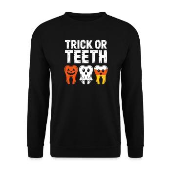 Trick or Teeth Halloween Trio - Unisex Sweatshirt - black - Front - Alina (178cm) & Michal (187cm)
