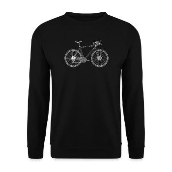 Rennrad Silhouette Line Art Stil Retro Vintage - Unisex Pullover - Schwarz - Vorne - Alina (178cm) & Michal (187cm)