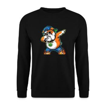 Dabbing Bulldog Streetart Cannabis Design - Unisex Pullover - Schwarz - Vorne - Alina (178cm) & Michal (187cm)
