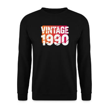 Logo vintage en texte vieilli de 1990 - Sweat-shirt Unisexe - noir - Devant - Alina (178cm) & Michal (187cm)