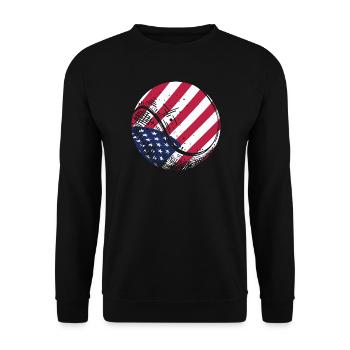 Patriotischer Tennisball Amerikanische Flagge Sportfan Gif - Unisex Pullover - Schwarz - Vorne - Alina (178cm) & Michal (187cm)