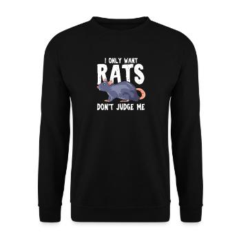 Cute Blue Rat Illustration Pet Rodent Graphic - Unisex Pullover - Schwarz - Vorne - Alina (178cm) & Michal (187cm)