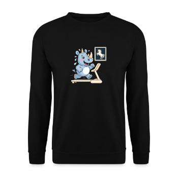 Treadmill Rhino - Funny Unicorn T-Shirt - Unisex Sweatshirt - black - Front - Alina (178cm) & Michal (187cm)