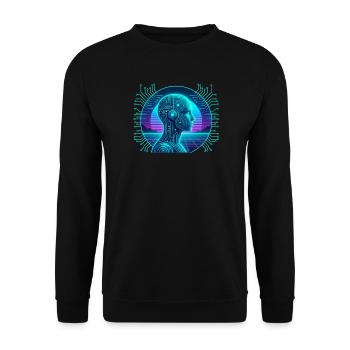 Intelligence artificielle Cyberpunk Circuit Néon - Sweat-shirt Unisexe - noir - Devant - Alina (178cm) & Michal (187cm)