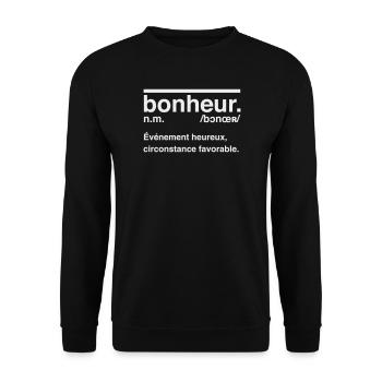 Bonheur Définition Style Dictionnaire - Sweat-shirt Unisexe - noir - Devant - Alina (178cm) & Michal (187cm)