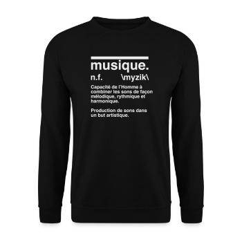 Musique Définition Style Dictionnaire - Sweat-shirt Unisexe - noir - Devant - Alina (178cm) & Michal (187cm)