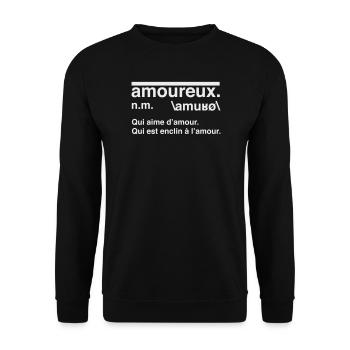 Amoureux Définition Style Dictionnaire - Sweat-shirt Unisexe - noir - Devant - Alina (178cm) & Michal (187cm)