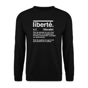Freedom Definition Dictionary Style - Unisex Sweatshirt - black - Front - Alina (178cm) & Michal (187cm)