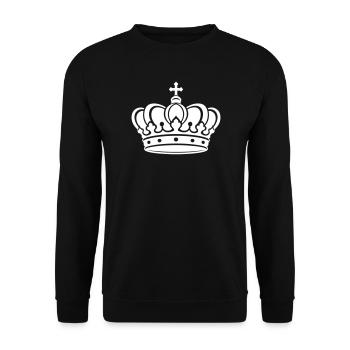 Königskrone mit Kreuz Weiß - Unisex Pullover - Schwarz - Vorne - Alina (178cm) & Michal (187cm)