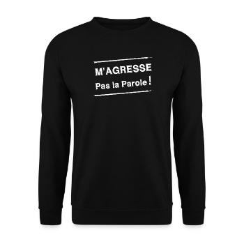 DON'T ATTACK ME THE WORD! (white) - Unisex Sweatshirt - black - Front - Alina (178cm) & Michal (187cm)