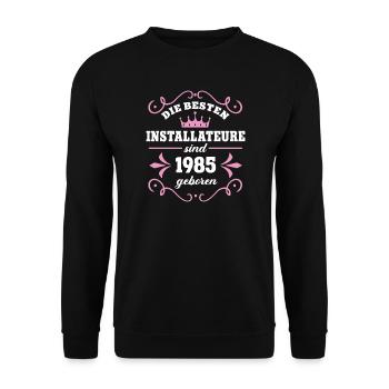 Plumber Birthday 1985 Born 85 - Unisex Sweatshirt - black - Front - Alina (178cm) & Michal (187cm)