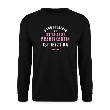 Stage de remerciement pour le stagiaire plombier - Sweat-shirt Unisexe - noir - Devant - Alina (178cm) & Michal (187cm)