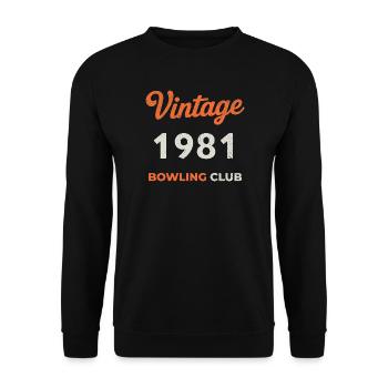 Vintage 1981 – Bowling Club Retro Geburtsjahr - Unisex Pullover - Schwarz - Vorne - Alina (178cm) & Michal (187cm)