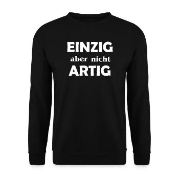 Einzigartig aber nicht Artig - Unisex Pullover - Schwarz - Vorne - Alina (178cm) & Michal (187cm)