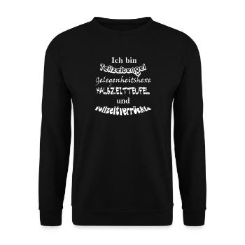 Teilzeitengel Vollzeitverrückte - Unisex Pullover - Schwarz - Vorne - Alina (178cm) & Michal (187cm)