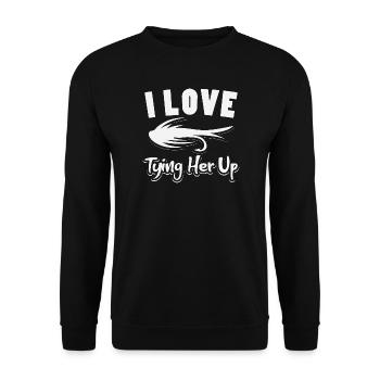 Angeln Angler Fische Fischer Sprüche Petri Heil - Unisex Pullover - Schwarz - Vorne - Alina (178cm) & Michal (187cm)